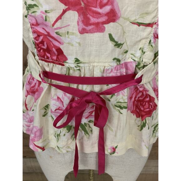 Vintage Y2K Banana Republic Rose Print Fitted Jacket Sz 8 Linen Cotton Coquette - Picture 8 of 13